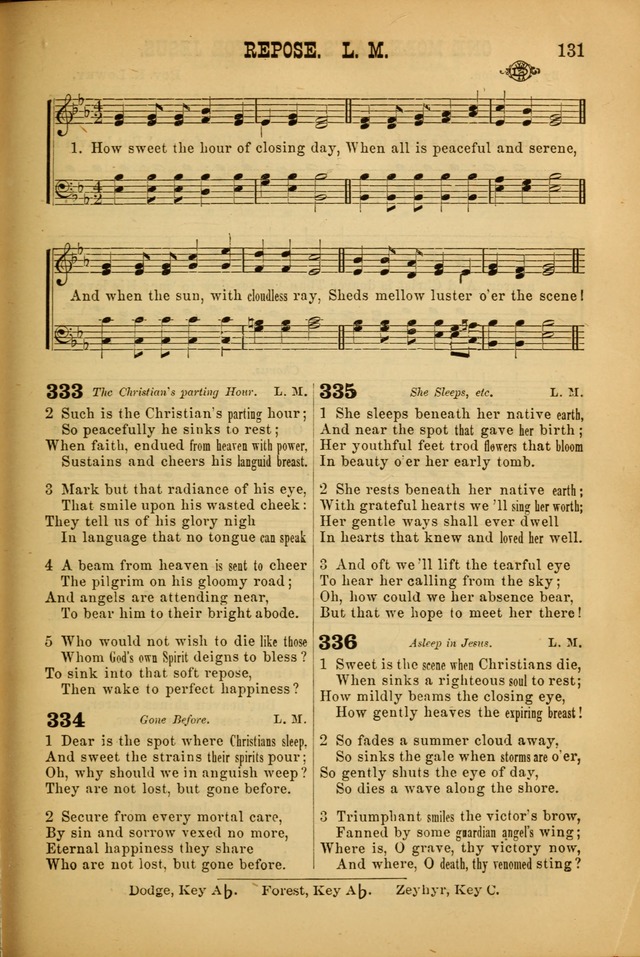 Songs of Devotion for Christian Assocations: a collection of psalms, hymns, spiritual songs, with music for chuch services, prayer and conference meetings, religious conventions, and family worship. page 131