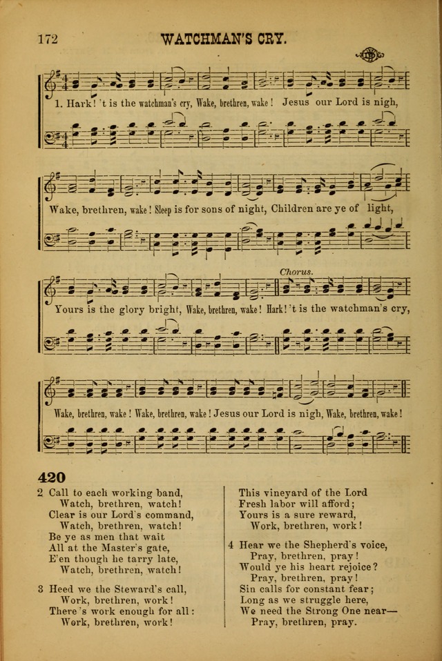 Songs of Devotion for Christian Assocations: a collection of psalms, hymns, spiritual songs, with music for chuch services, prayer and conference meetings, religious conventions, and family worship. page 172