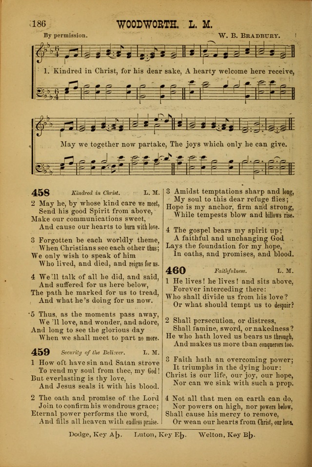 Songs of Devotion for Christian Assocations: a collection of psalms, hymns, spiritual songs, with music for chuch services, prayer and conference meetings, religious conventions, and family worship. page 186