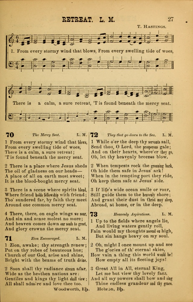 Songs of Devotion for Christian Assocations: a collection of psalms, hymns, spiritual songs, with music for chuch services, prayer and conference meetings, religious conventions, and family worship. page 27