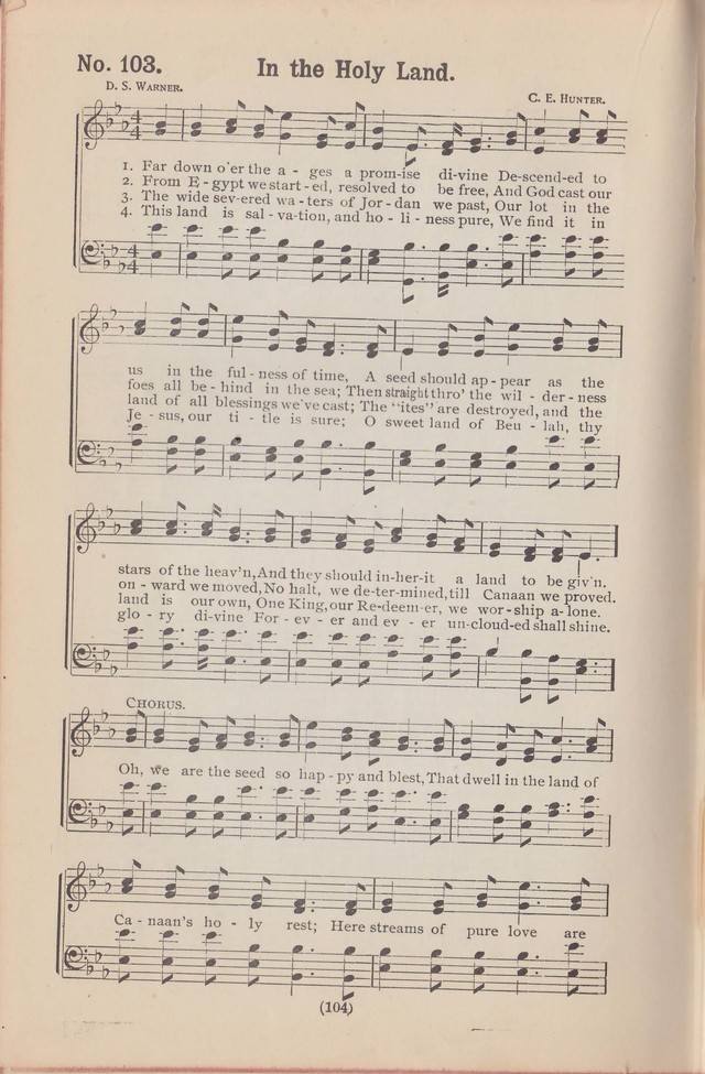 Salvation Echoes: a new collection of spiritual songs; hymning the tidings of full salvation page 104