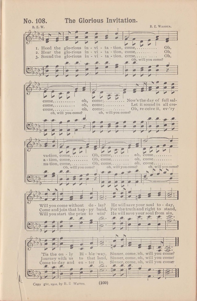 Salvation Echoes: a new collection of spiritual songs; hymning the tidings of full salvation page 109
