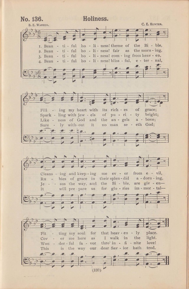 Salvation Echoes: a new collection of spiritual songs; hymning the tidings of full salvation page 137