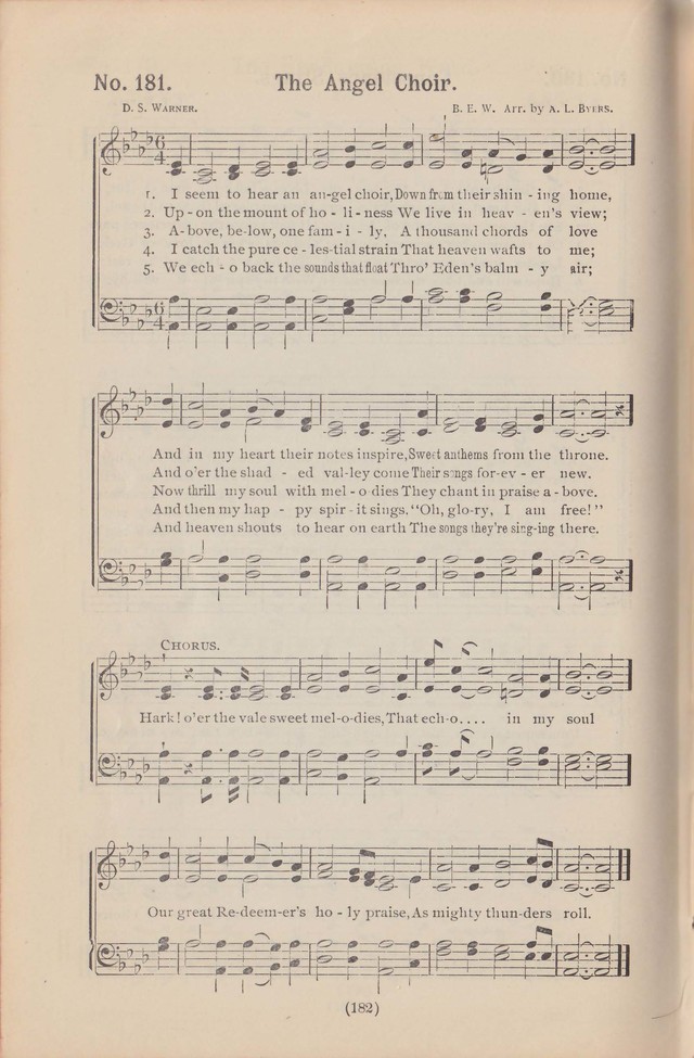 Salvation Echoes: a new collection of spiritual songs; hymning the tidings of full salvation page 182
