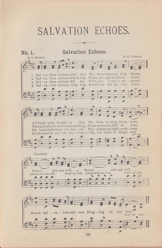 Salvation Echoes: a new collection of spiritual songs; hymning the tidings of full salvation page 3