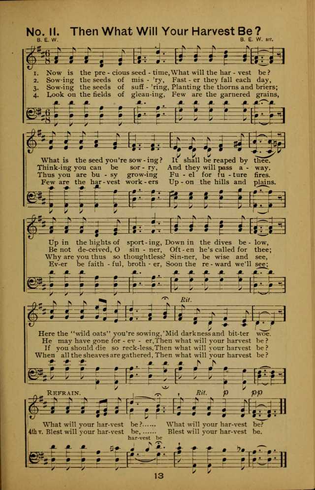 Songs of the Evening Light: for Sunday schools, missionary and revival meetings and gospel work in general page 13
