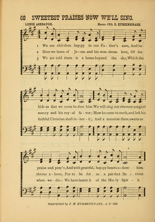 Silvery Echoes of Praise and Prayer: a collection of hymns and music, expecially adapted for children and youths in the primary and intermediate departments of the Sunday-school page 68