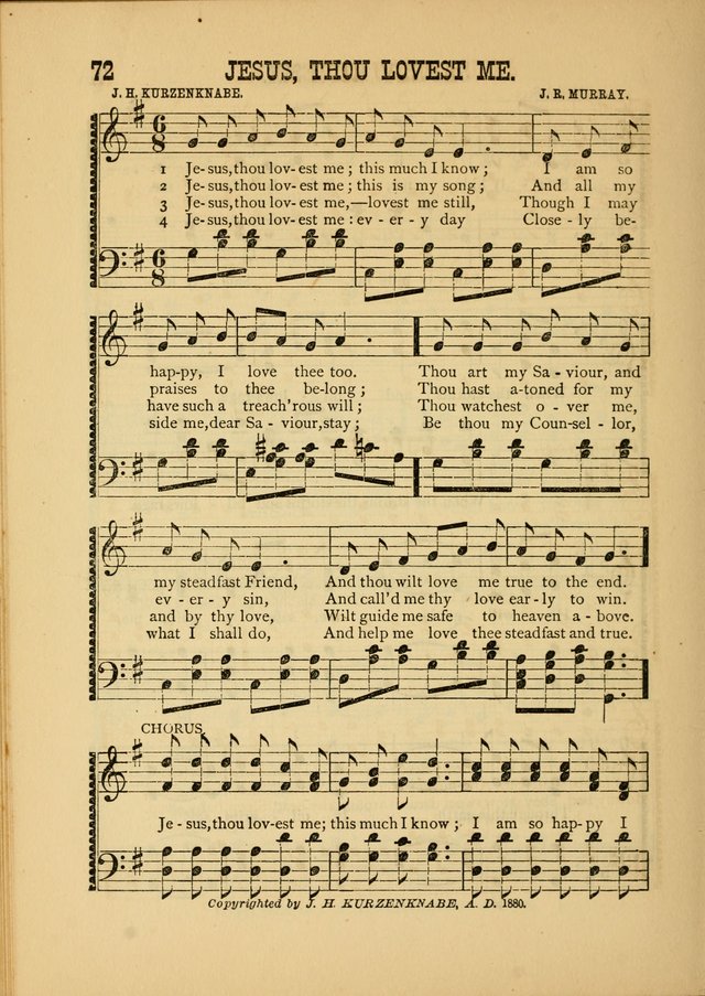 Silvery Echoes of Praise and Prayer: a collection of hymns and music, expecially adapted for children and youths in the primary and intermediate departments of the Sunday-school page 72