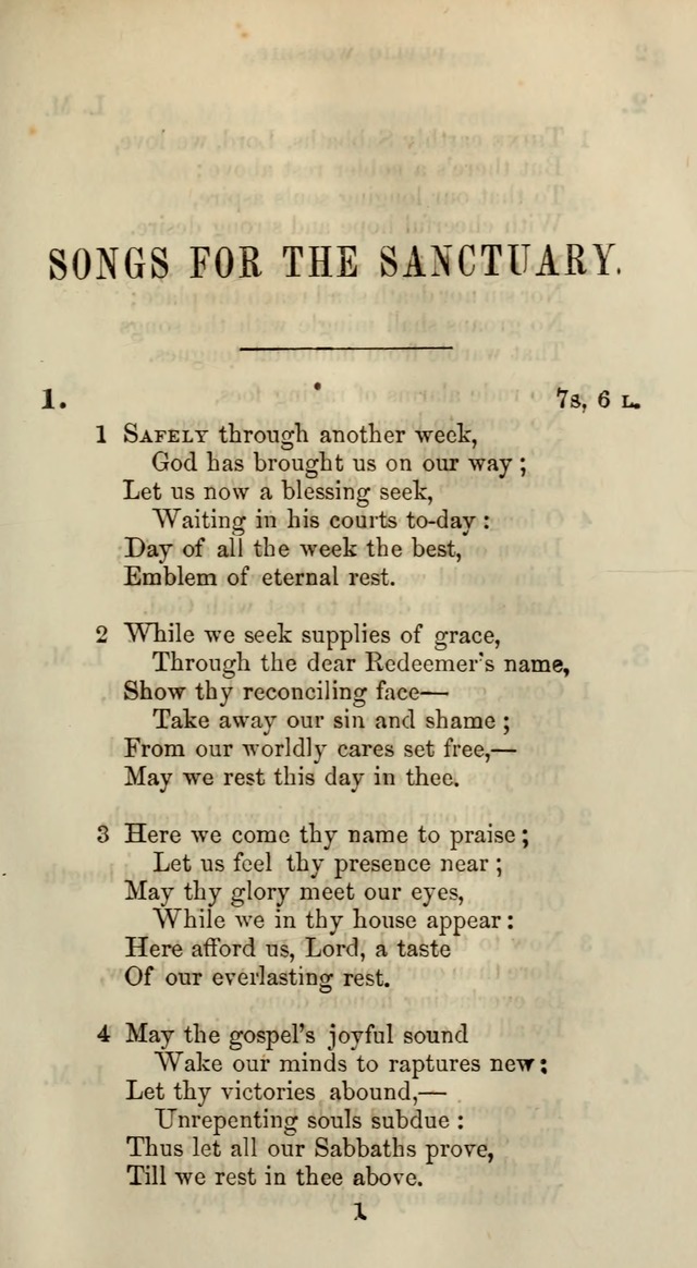 Songs for the Sanctuary; or, Psalms and Hymns for Christian Worship