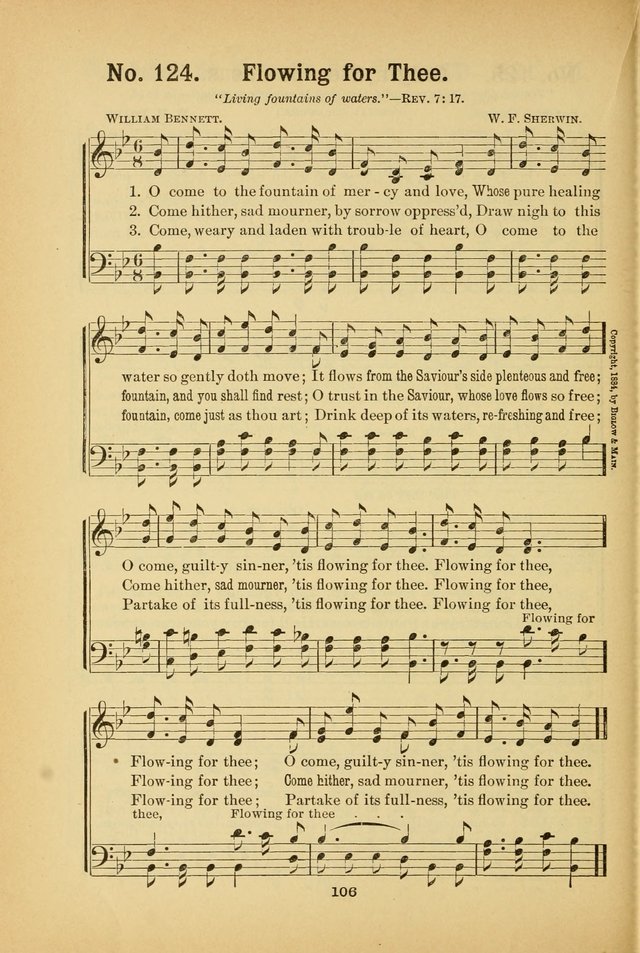 Select Gems: a choice collection of popular hymns and music for use in prayer meetings, the home and Sunday schools page 106