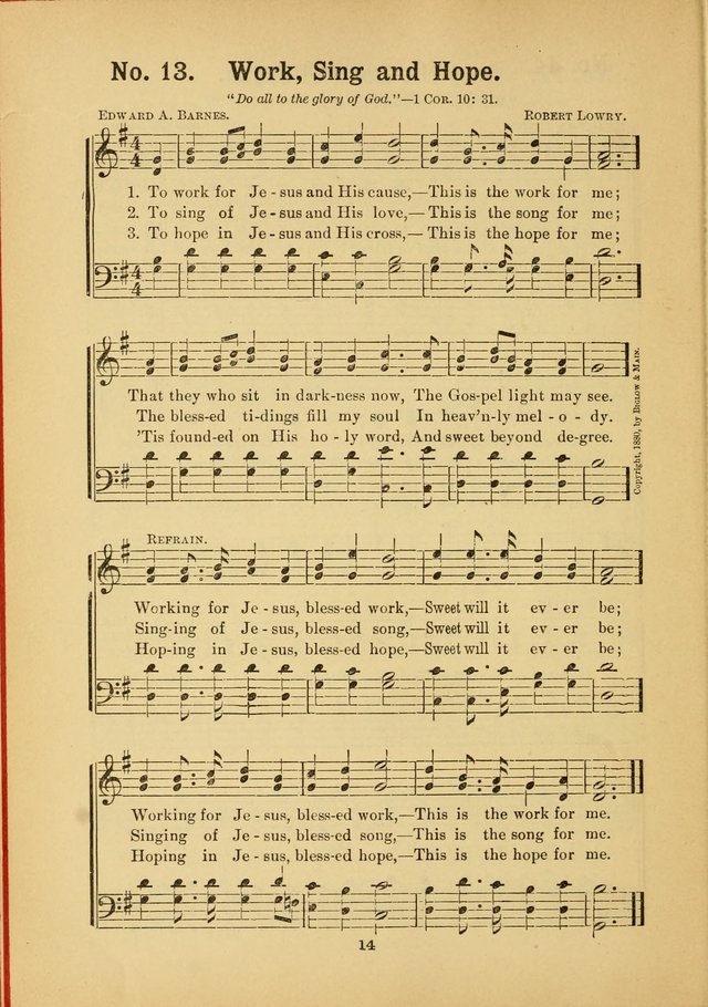 Select Gems: a choice collection of popular hymns and music for use in prayer meetings, the home and Sunday schools page 14