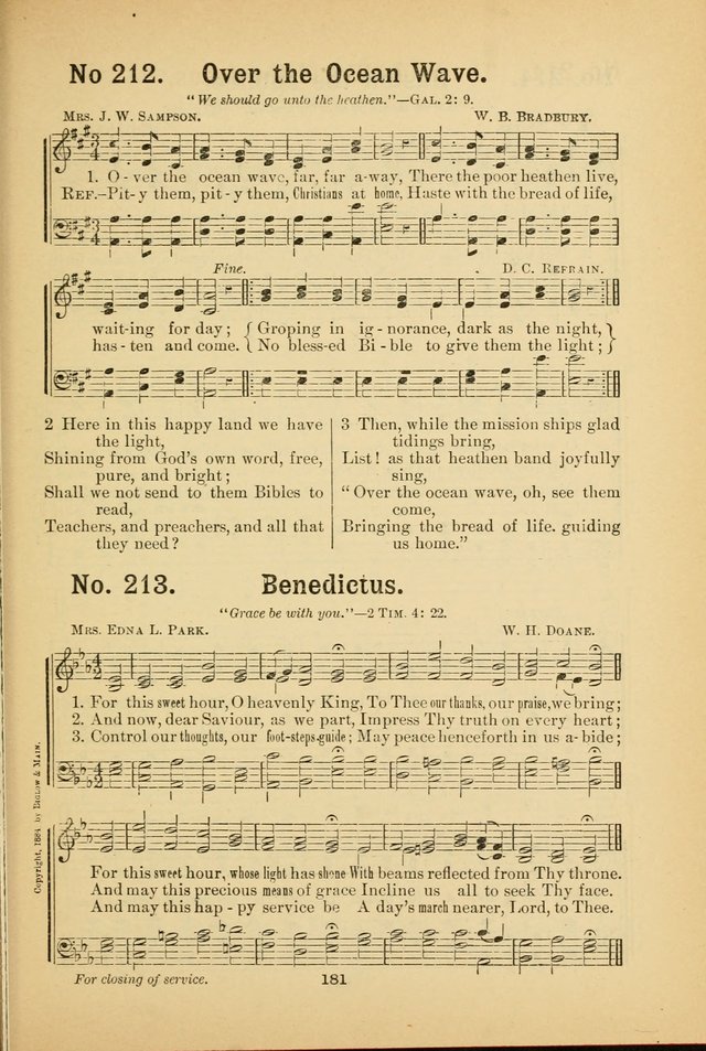 Select Gems: a choice collection of popular hymns and music for use in prayer meetings, the home and Sunday schools page 181