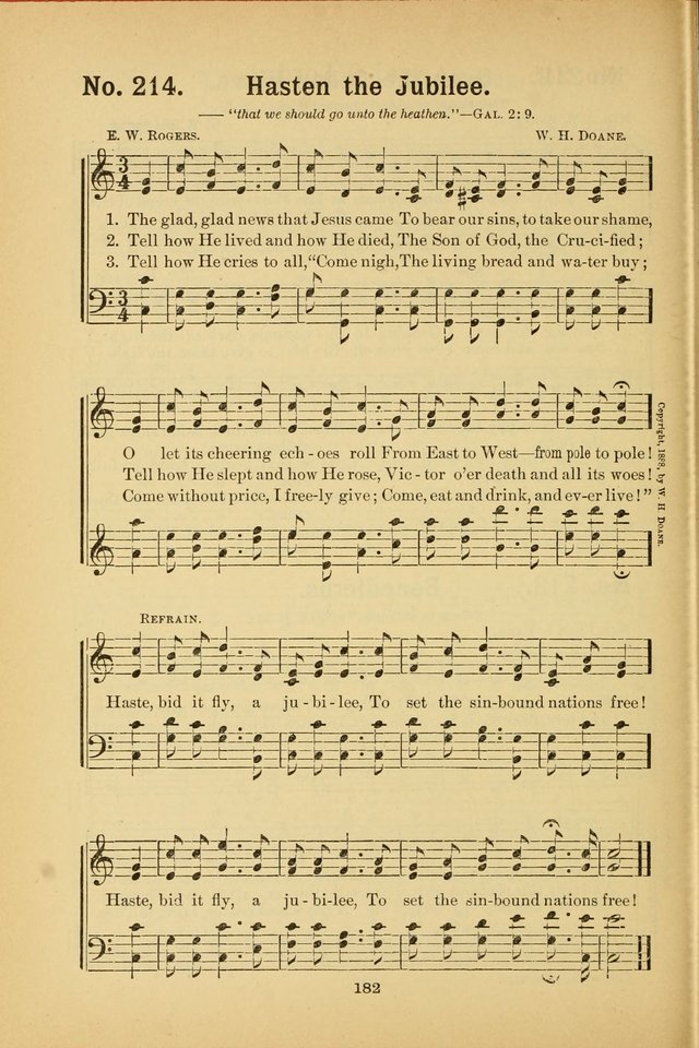 Select Gems: a choice collection of popular hymns and music for use in prayer meetings, the home and Sunday schools page 182