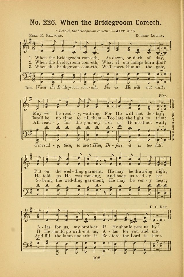 Select Gems: a choice collection of popular hymns and music for use in prayer meetings, the home and Sunday schools page 192