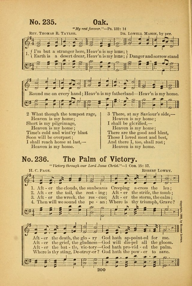 Select Gems: a choice collection of popular hymns and music for use in prayer meetings, the home and Sunday schools page 200
