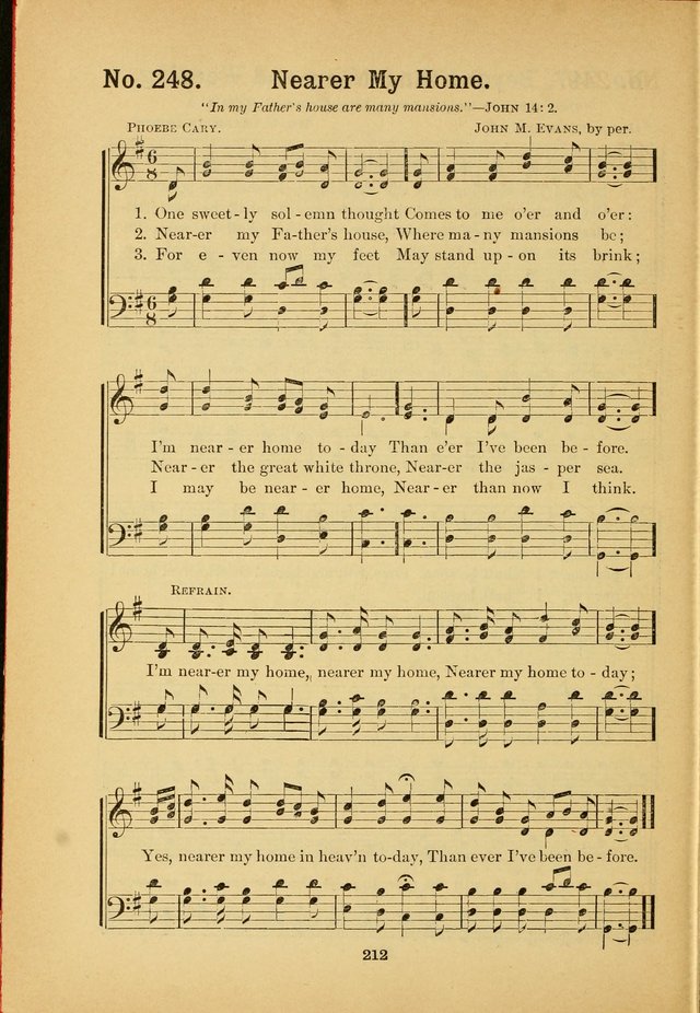 Select Gems: a choice collection of popular hymns and music for use in prayer meetings, the home and Sunday schools page 212