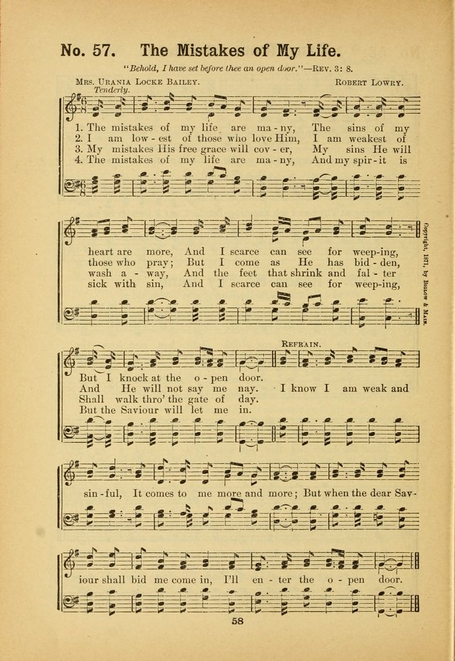 Select Gems: a choice collection of popular hymns and music for use in prayer meetings, the home and Sunday schools page 58