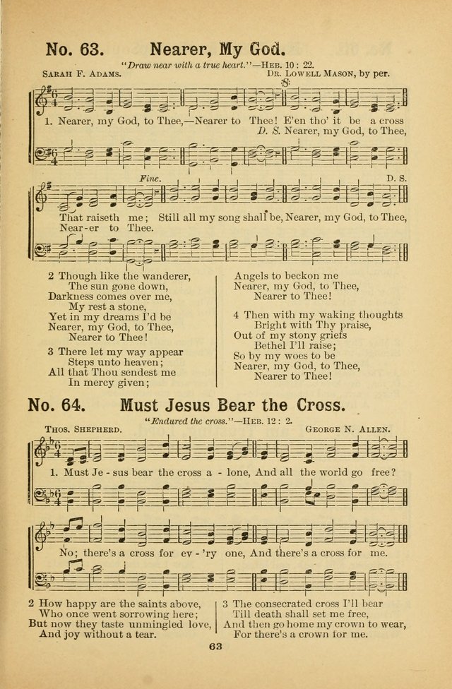Select Gems: a choice collection of popular hymns and music for use in prayer meetings, the home and Sunday schools page 63