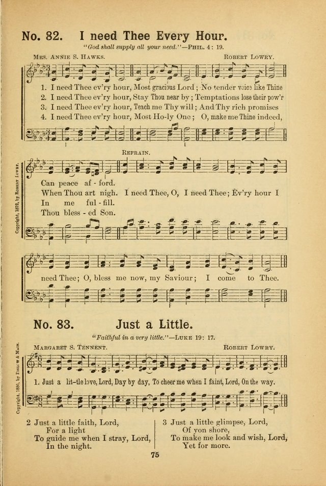 Select Gems: a choice collection of popular hymns and music for use in prayer meetings, the home and Sunday schools page 75