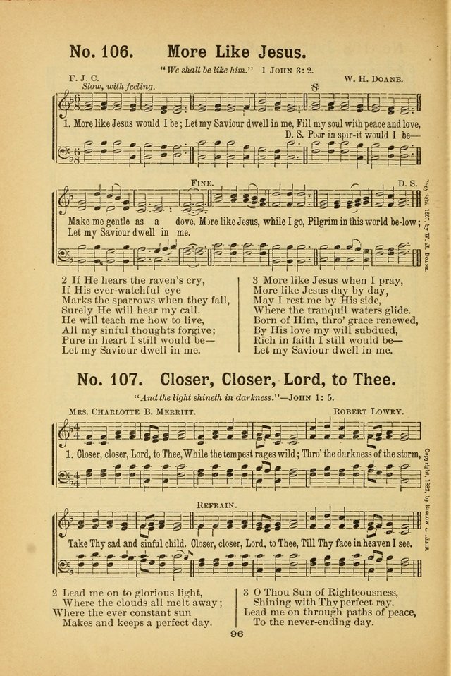 Select Gems: a choice collection of popular hymns and music for use in prayer meetings, the home and Sunday schools page 96