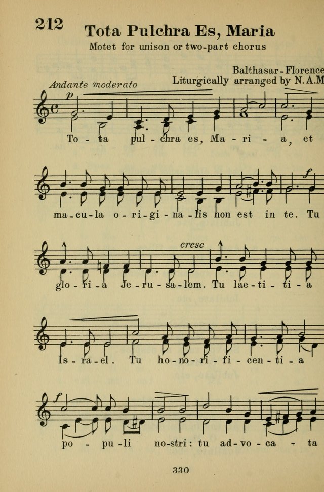 The St. Gregory Hymnal and Catholic Choir Book. Singers' ed., Melody ed.  212. Tota pulchra es, Maria | Hymnary.org
