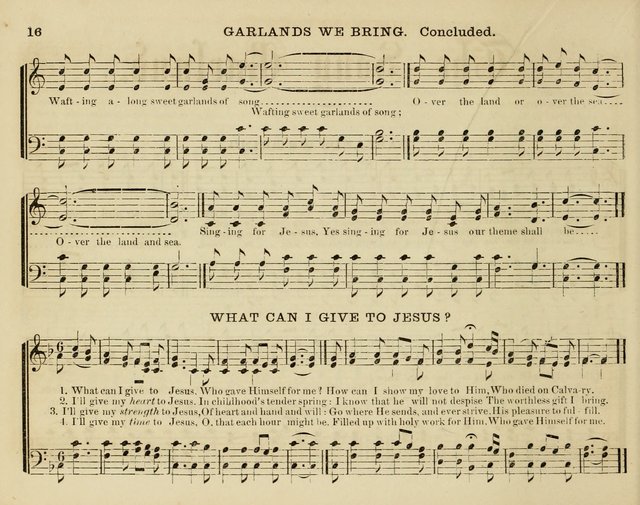 Song Garland; or, Singing for Jesus: a new collection of Music and Hymns prepared expressly for Sabbath Schools page 16