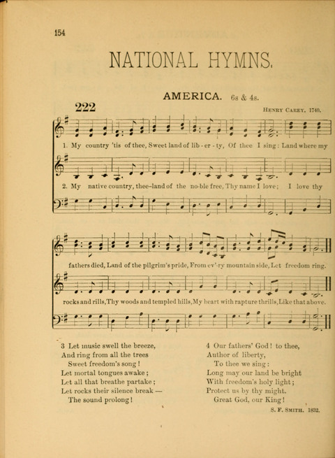 The School Hymnary: a collection of hymns and tunes and patriotic songs for use in public and private schools page 154