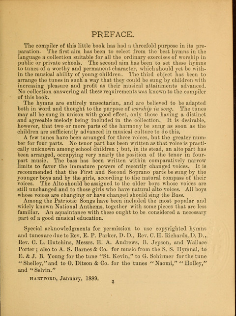 The School Hymnary: a collection of hymns and tunes and patriotic songs for use in public and private schools page 3