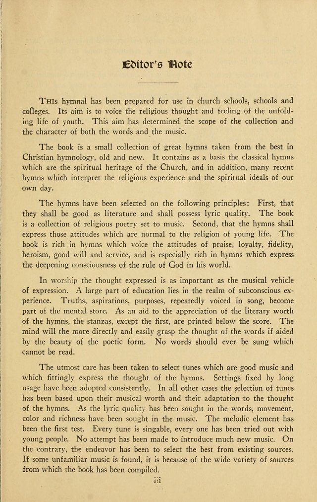The School Hymnal: a book of worship for young people page vii