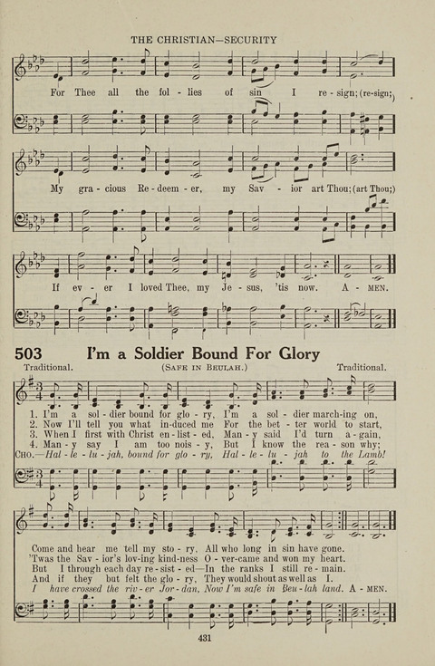 Service Hymnal: with responsive readings, appropriate for all Protestant religious activities page 423