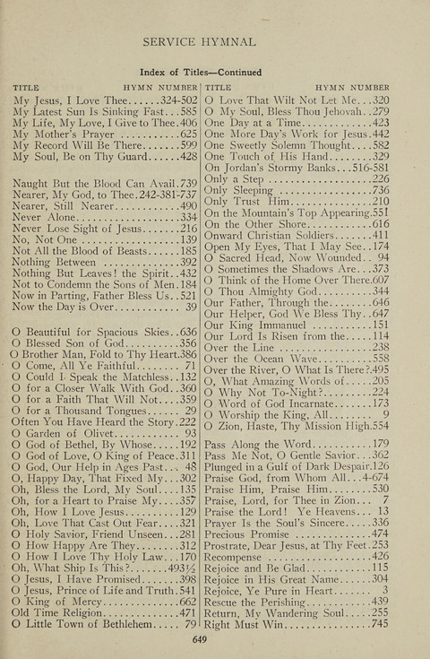 Service Hymnal: with responsive readings, appropriate for all Protestant religious activities page 641