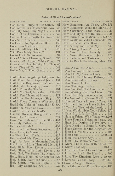 Service Hymnal: with responsive readings, appropriate for all Protestant religious activities page 646