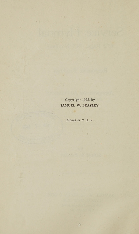 Service Hymnal: with responsive readings, appropriate for all Protestant religious activities page v