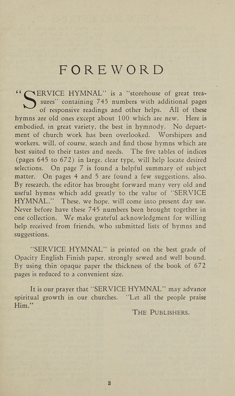 Service Hymnal: with responsive readings, appropriate for all Protestant religious activities page vi