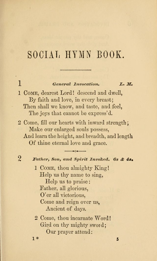 Social Hymn Book: Being the Hymns of the Social Hymn and Tune Book for the Lecture Room, Prayer Meeting, Family, and Congregation (2nd ed.) page 5