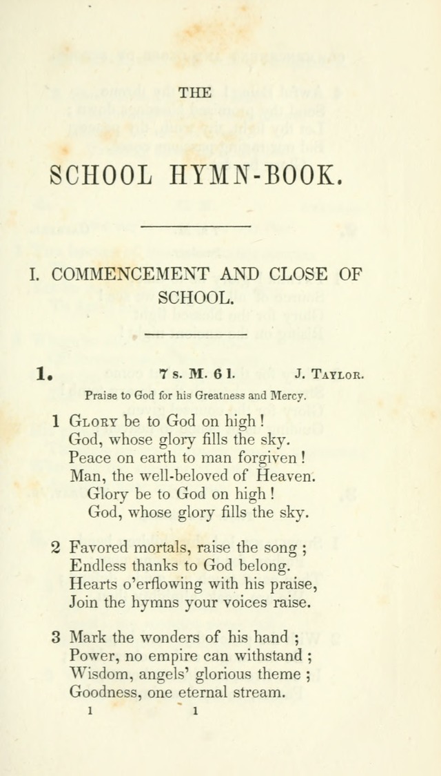 The School Hymn-Book: for normal, high, and grammar schools page 1