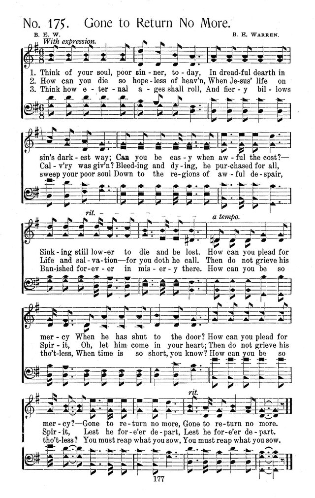 Select Hymns: for Christian worship and general gospel service page 177