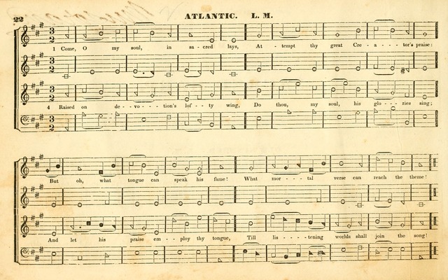 The Sacred Harp or Eclectic Harmony: a collection of church music, consisting of a great variety of psalm and hymn tunes, anthems, sacred songs and chants...(New ed., Rev. and Corr.) page 22