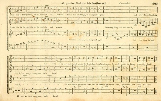 The Sacred Harp or Eclectic Harmony: a collection of church music, consisting of a great variety of psalm and hymn tunes, anthems, sacred songs and chants...(New ed., Rev. and Corr.) page 225