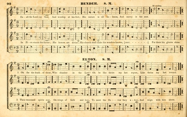 The Sacred Harp or Eclectic Harmony: a collection of church music, consisting of a great variety of psalm and hymn tunes, anthems, sacred songs and chants...(New ed., Rev. and Corr.) page 92