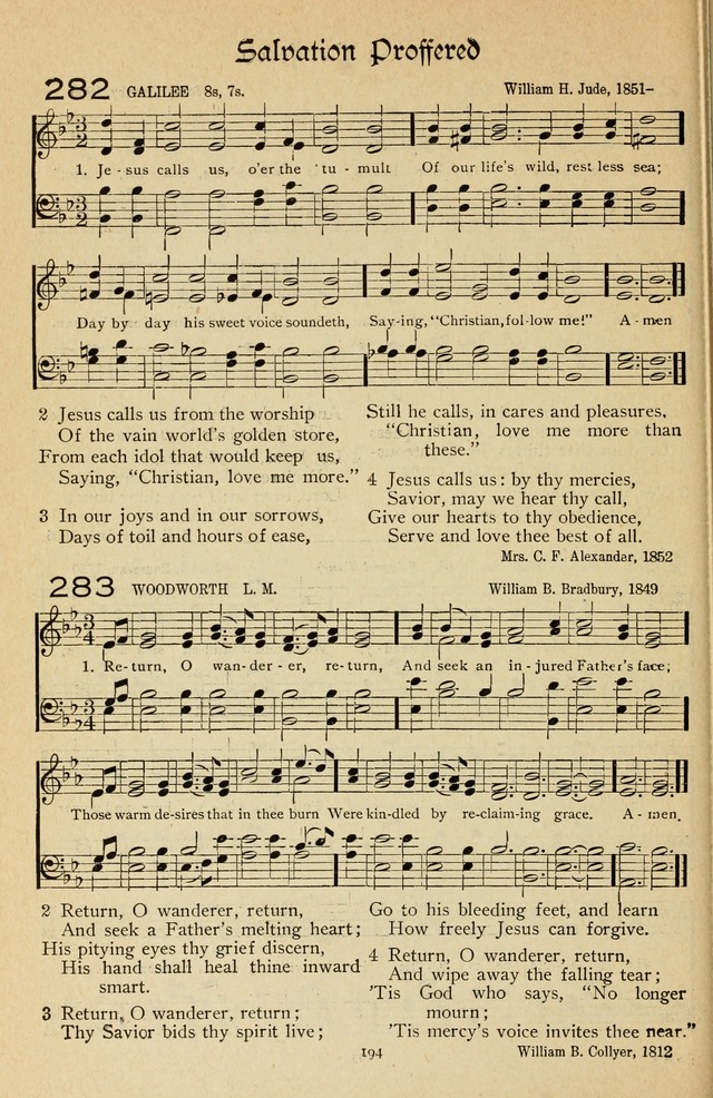 The Sanctuary Hymnal, published by Order of the General Conference of the United Brethren in Christ page 195