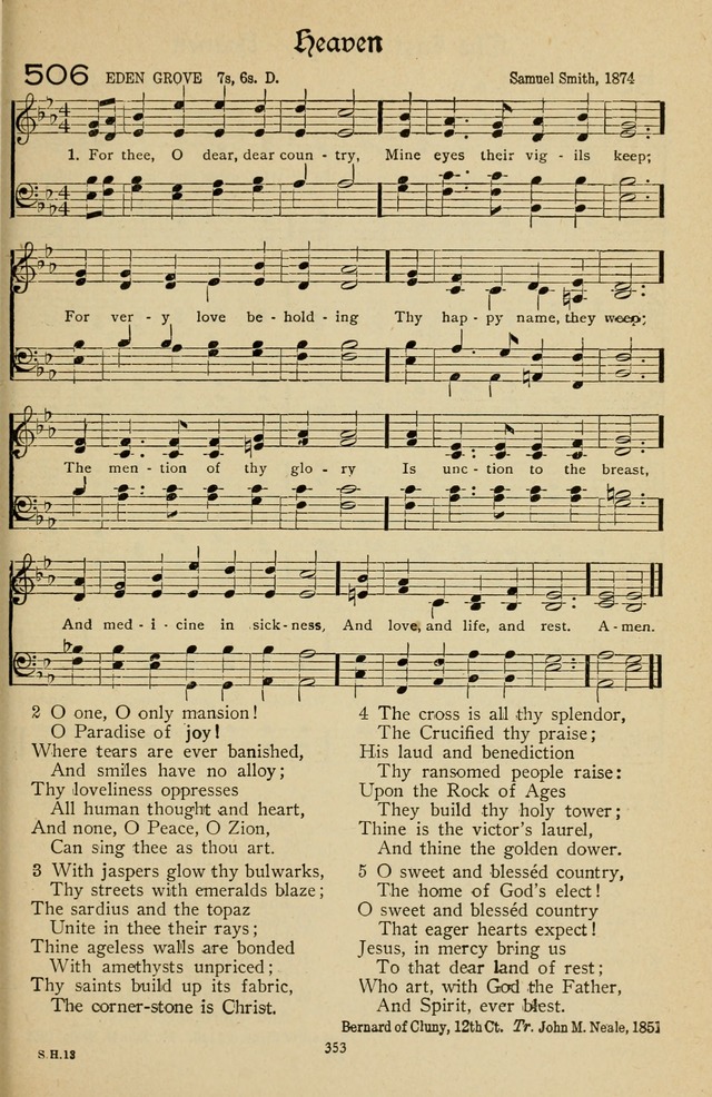 The Sanctuary Hymnal, published by Order of the General Conference of the United Brethren in Christ page 354