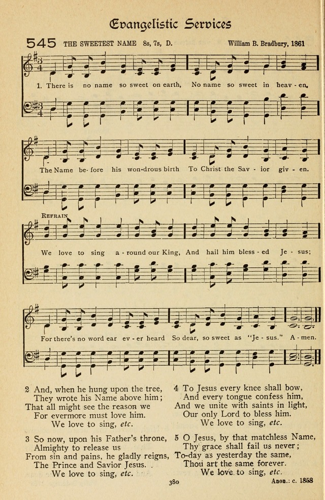 The Sanctuary Hymnal, published by Order of the General Conference of the United Brethren in Christ page 381