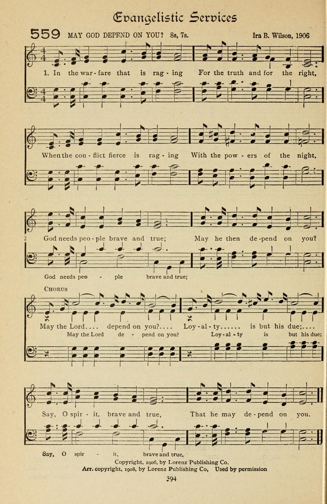The Sanctuary Hymnal, published by Order of the General Conference of the United Brethren in Christ page 395