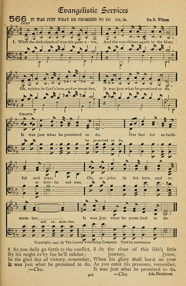 The Sanctuary Hymnal, published by Order of the General Conference of the United Brethren in Christ page 402