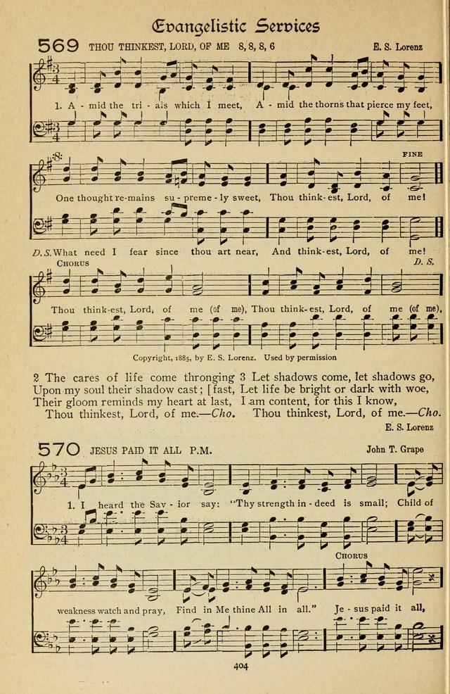 The Sanctuary Hymnal, published by Order of the General Conference of the United Brethren in Christ page 405