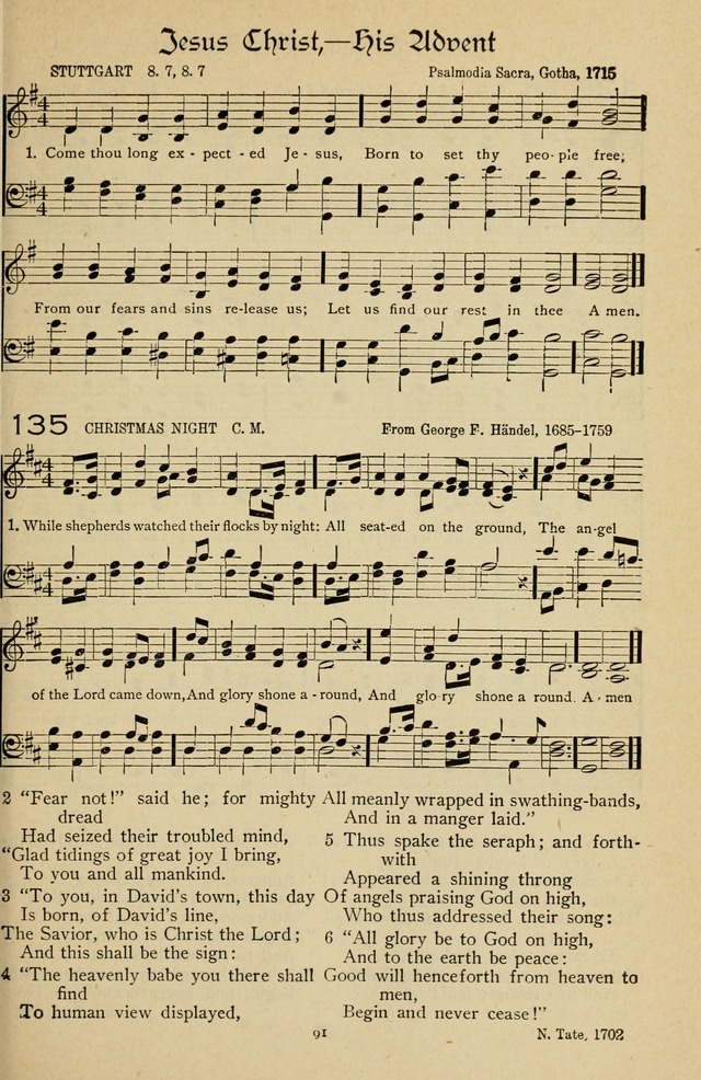 The Sanctuary Hymnal, published by Order of the General Conference of the United Brethren in Christ page 92