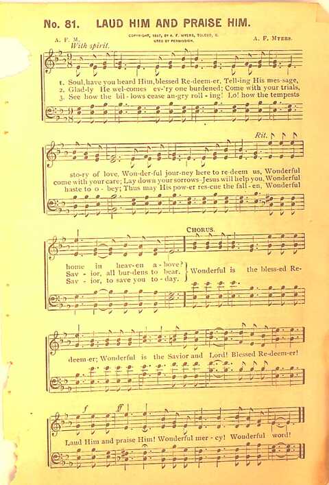 Sing His Praise: for the church, Sunday school and all religious assemblies page 81