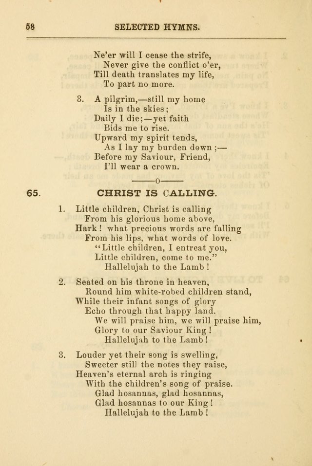 A Selection of Hymns: printed only for the use of the sabbath school of the Tenth Presbyterian Church, of Philadelphia page 65