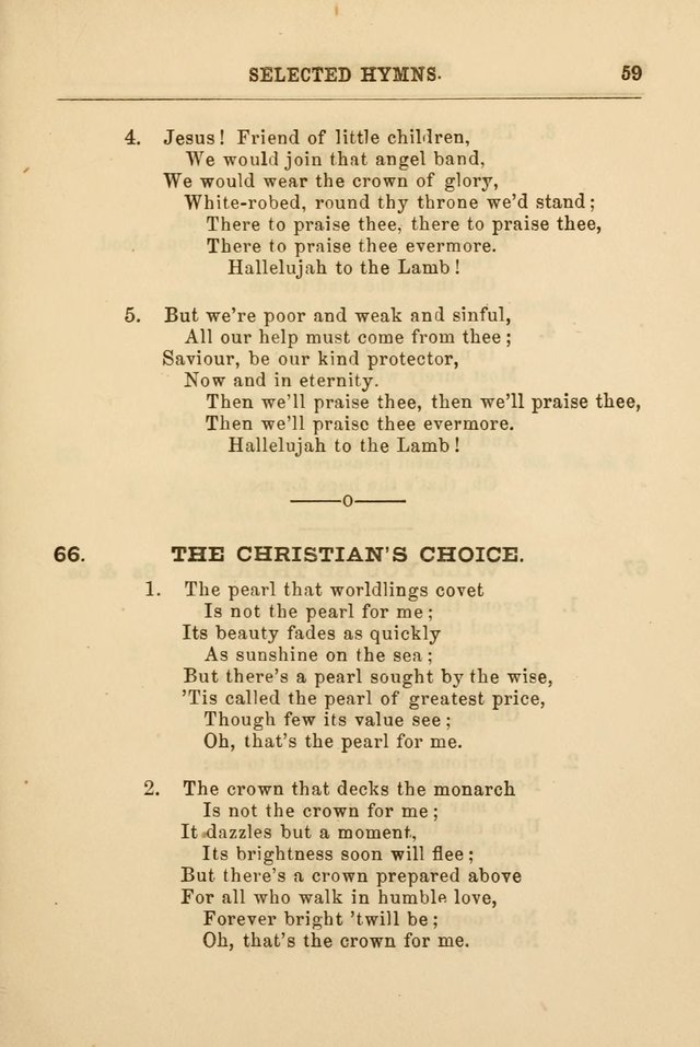 A Selection of Hymns: printed only for the use of the sabbath school of the Tenth Presbyterian Church, of Philadelphia page 66
